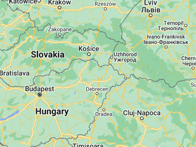 Map showing location of Tiszabercel (48.15, 21.65)