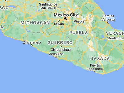 Map showing location of Tixtla de Guerrero (17.56732, -99.39799)