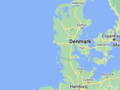 Map showing location of Tjæreborg (55.46457, 8.57968)