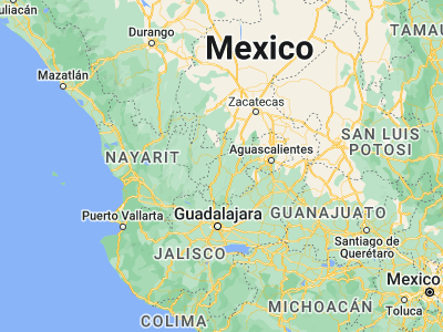 Map showing location of Tlaltenango de Sánchez Román (21.78221, -103.30298)