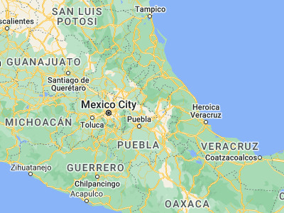 Map showing location of Tlaxco de Morelos (19.61333, -98.11997)