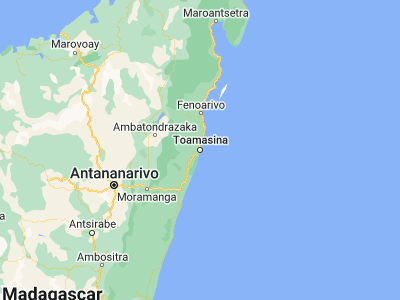 Map showing location of Toamasina (-18.1492, 49.40234)