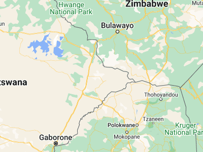 Map showing location of Tobane (-21.95, 27.9)