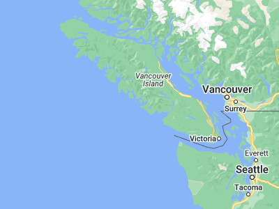 Map showing location of Tofino (49.15207, -125.90315)