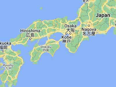 Map showing location of Tokushima (34.06583, 134.55944)