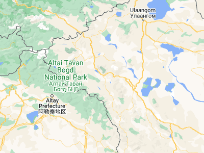Map showing location of Tolbo (48.41667, 90.28333)