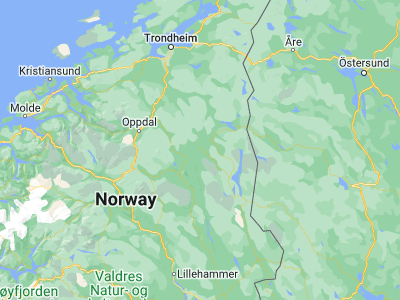 Map showing location of Tolga (62.40898, 10.99883)