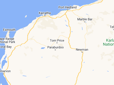 Map showing location of Tom Price (-22.6939, 117.7931)