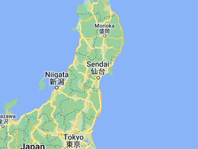 Map showing location of Tomiya (38.39306, 140.88611)