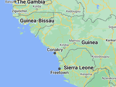 Map showing location of Tondon (10.36667, -13.35)