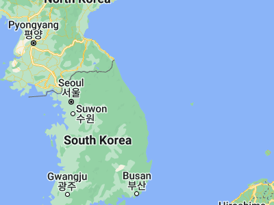 Map showing location of Tonghae (37.54389, 129.10694)