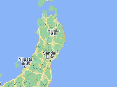 Map showing location of Tōno (39.31667, 141.53333)