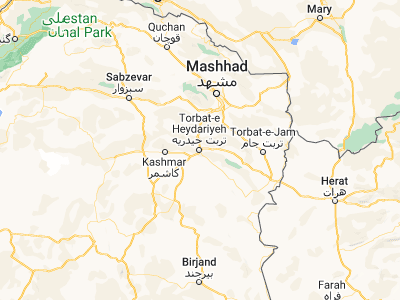 Map showing location of Torbat-e Ḩeydarīyeh (35.27401, 59.21949)