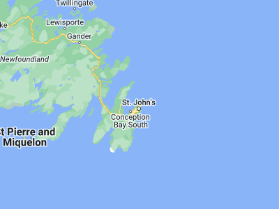 Map showing location of Torbay (47.66659, -52.73135)