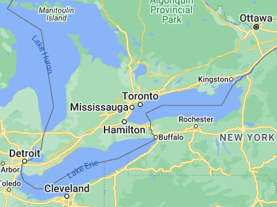 Map showing location of Toronto (43.70011, -79.4163)
