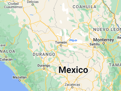 Map showing location of Torreón (25.54333, -103.4176)