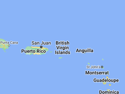 Map showing location of Tortola (18.43662, -64.61849)