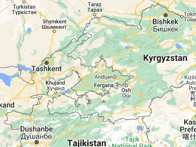 Map showing location of Toshbuloq (40.92339, 71.57214)