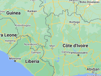 Map showing location of Touba (8.28333, -7.68333)