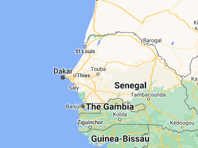Map showing location of Touba (14.85, -15.88333)