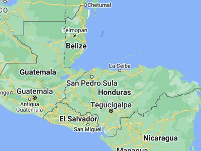 Map showing location of Toyós (15.55, -87.65)