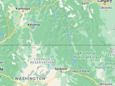 Map showing location of Trail (49.09983, -117.70223)