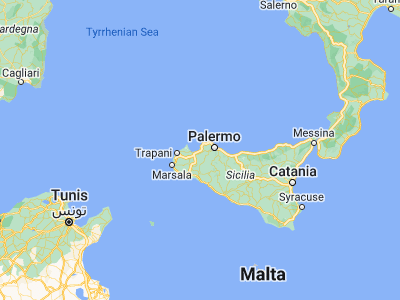Map showing location of Trappeto (38.06875, 13.03794)