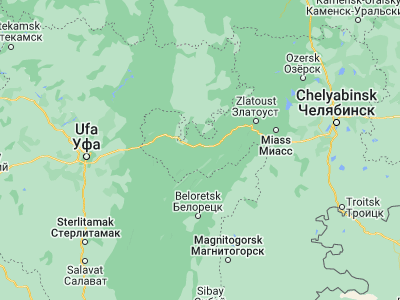 Map showing location of Trëkhgornyy (54.815, 58.45917)