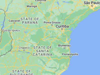 Map showing location of Três Barras (-26.10639, -50.32222)