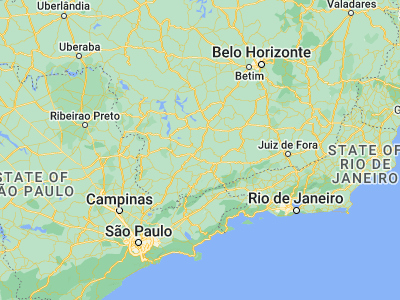 Map showing location of Três Corações (-21.69694, -45.25333)