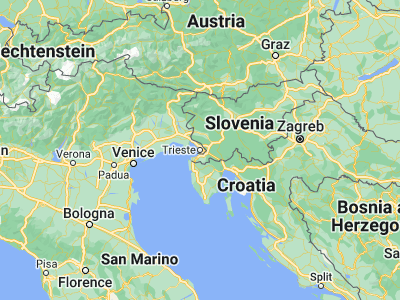 Map showing location of Trieste (45.64861, 13.78)