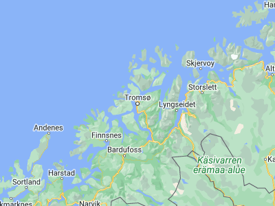 Map showing location of Tromsø (69.6489, 18.95508)