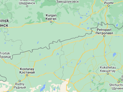 Map showing location of Troyebratskiy (54.44316, 66.07523)