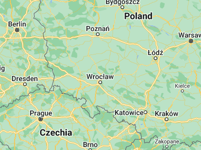 Map showing location of Trzebnica (51.31076, 17.06331)