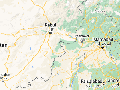 Map showing location of Tsapêraī (33.83003, 69.9192)