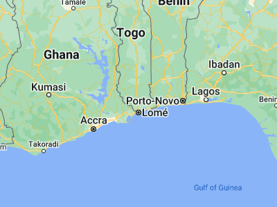 Map showing location of Tsévié (6.42611, 1.21333)