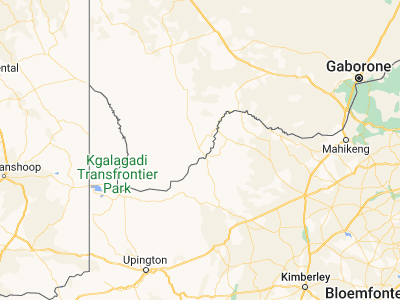 Map showing location of Tshabong (-26.05, 22.45)