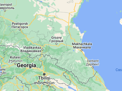Map showing location of Tsotsin-Yurt (43.24206, 46.00013)