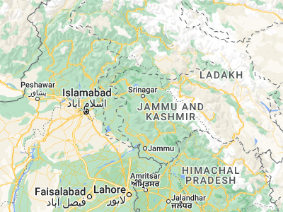 Map showing location of Tsrār Sharīf (33.86319, 74.76524)