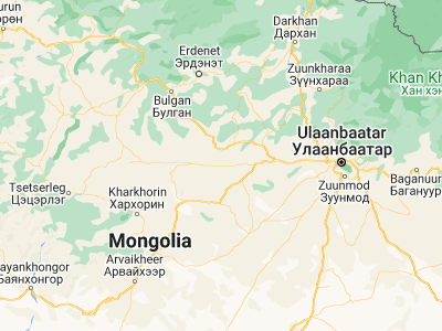 Map showing location of Tsul-Ulaan (47.83333, 104.5)