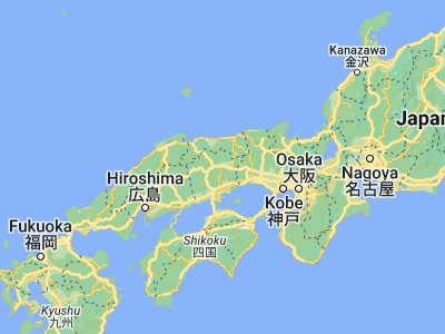 Map showing location of Tsuyama (35.05, 134)