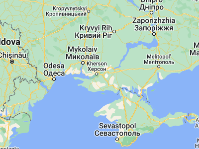 Map showing location of Tsyurupyns’k (46.61842, 32.7189)
