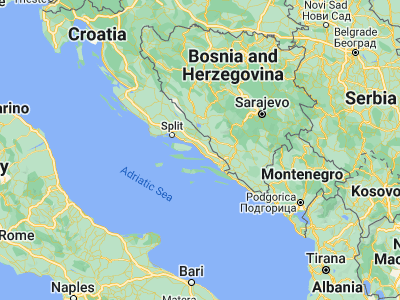 Map showing location of Tučepi (43.27222, 17.05444)