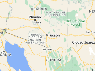 Map showing location of Tucson (32.22174, -110.92648)