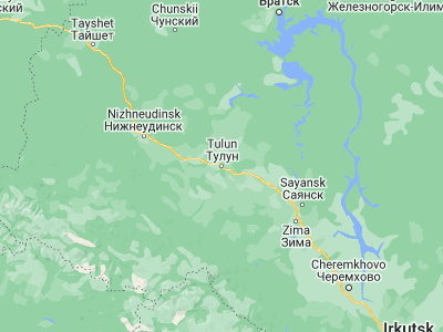 Map showing location of Tulun (54.5559, 100.5905)