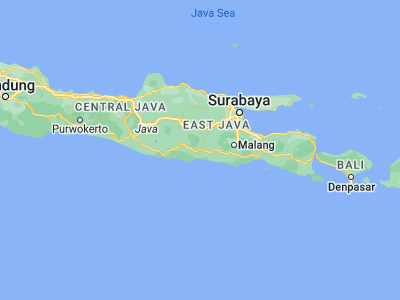 Map showing location of Tulungagung (-8.0657, 111.9025)
