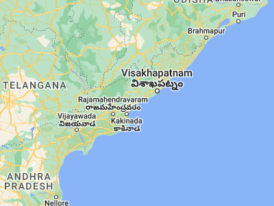 Map showing location of Tuni (17.35, 82.55)