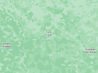 Map showing location of Tura (64.28333, 100.25)