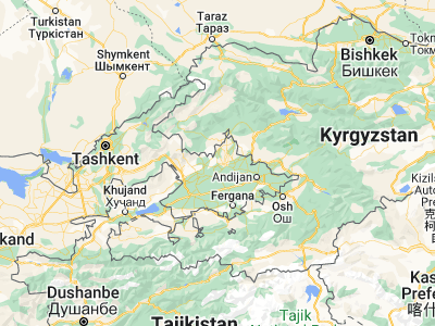 Map showing location of Tŭragŭrghon Shahri (41.00334, 71.51056)
