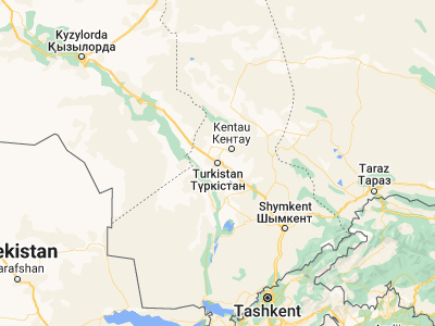 Map showing location of Turkestan (43.33333, 68.25)